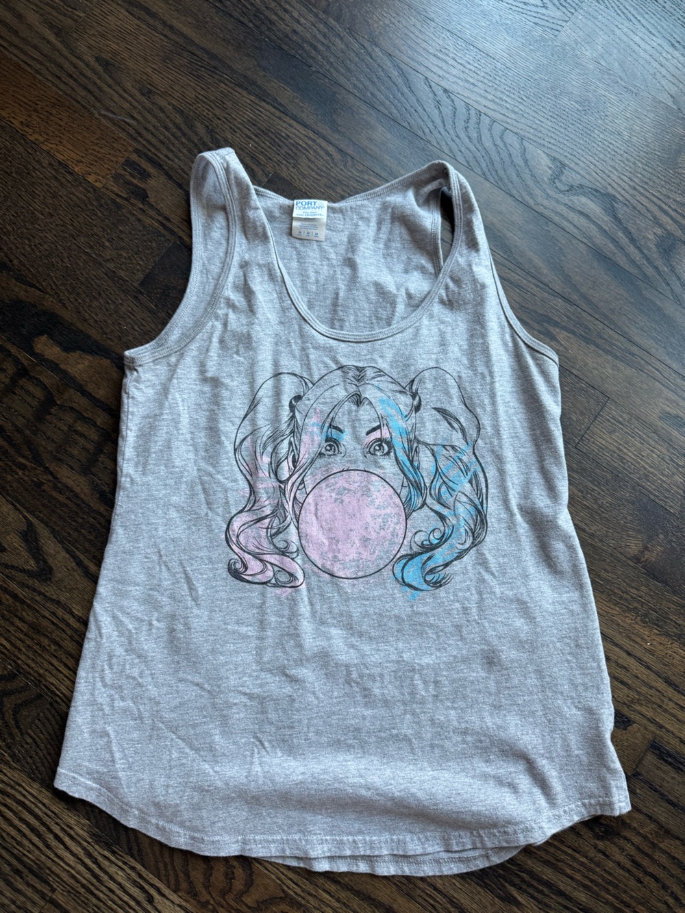 Harley Quinn Bubblegum Girl Gray Graphic Tank Top Size M
